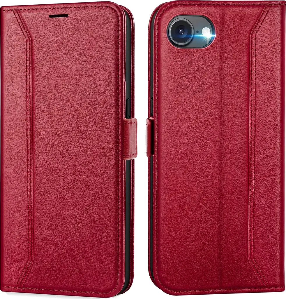 Cover iPhone 16e Portafoglio Rossa | Custodia Flip Pelle Antiurto Business