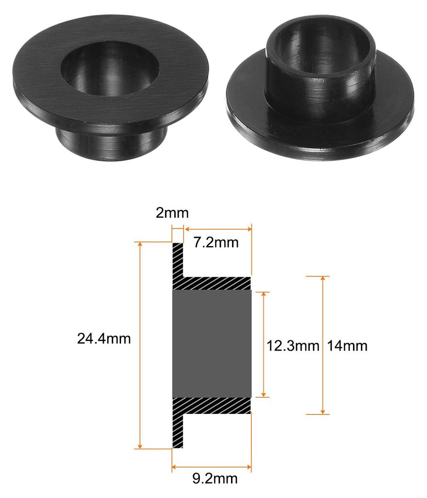 10 Stš¹ck Geflanscht Hš¹lse Lager 12.3mm Bohrung 14mm AD 9.2mm L?nge Nylon Buchsen fš¹r Welle Schwarz
