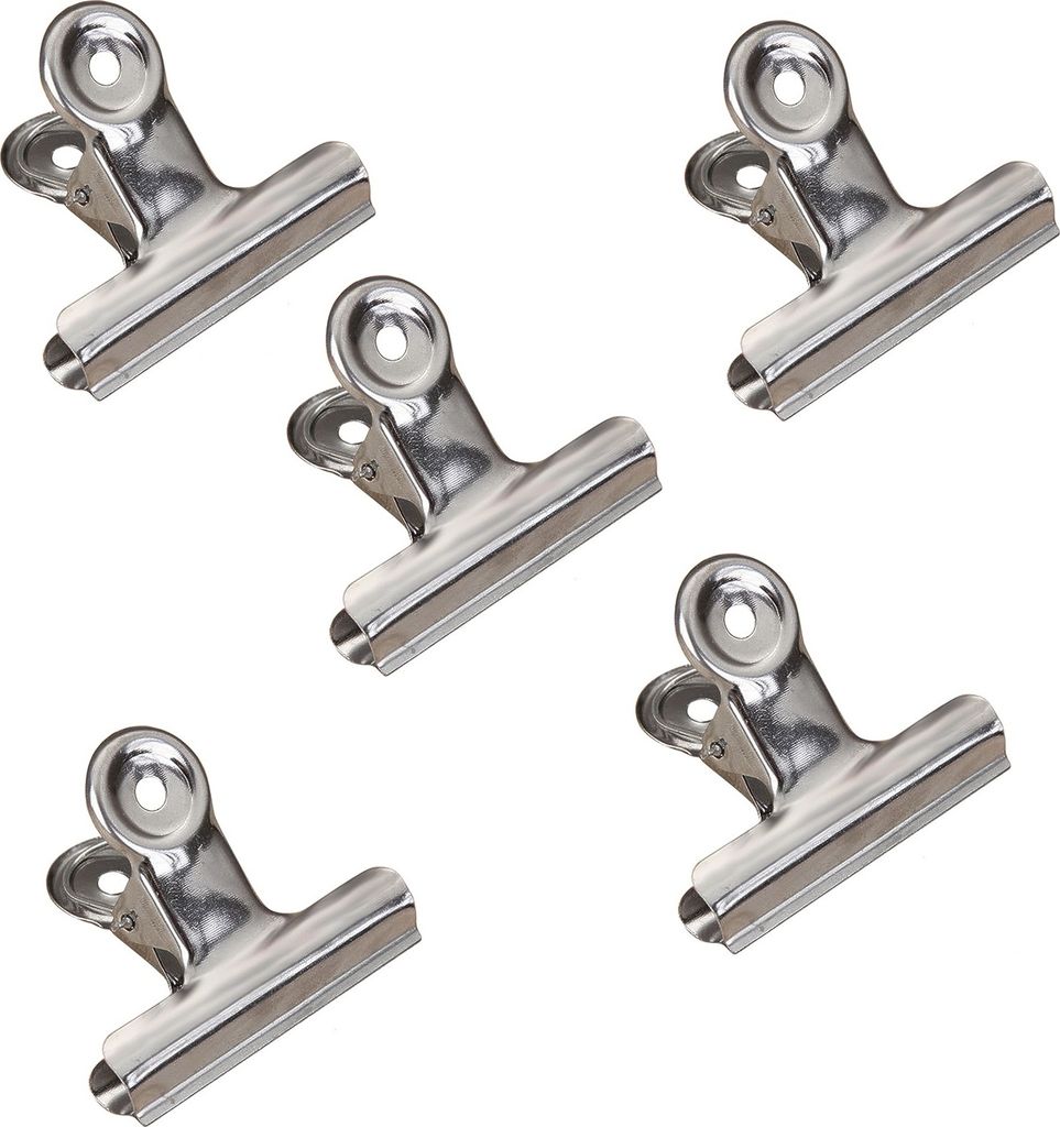 5 Stück kleine Verschlussclips Metall | 63mm Tüten Clips | Brief Klammern aus Edelstahl mit starker Federkraft | Lebensmittelbeutel Verschlusskla...
