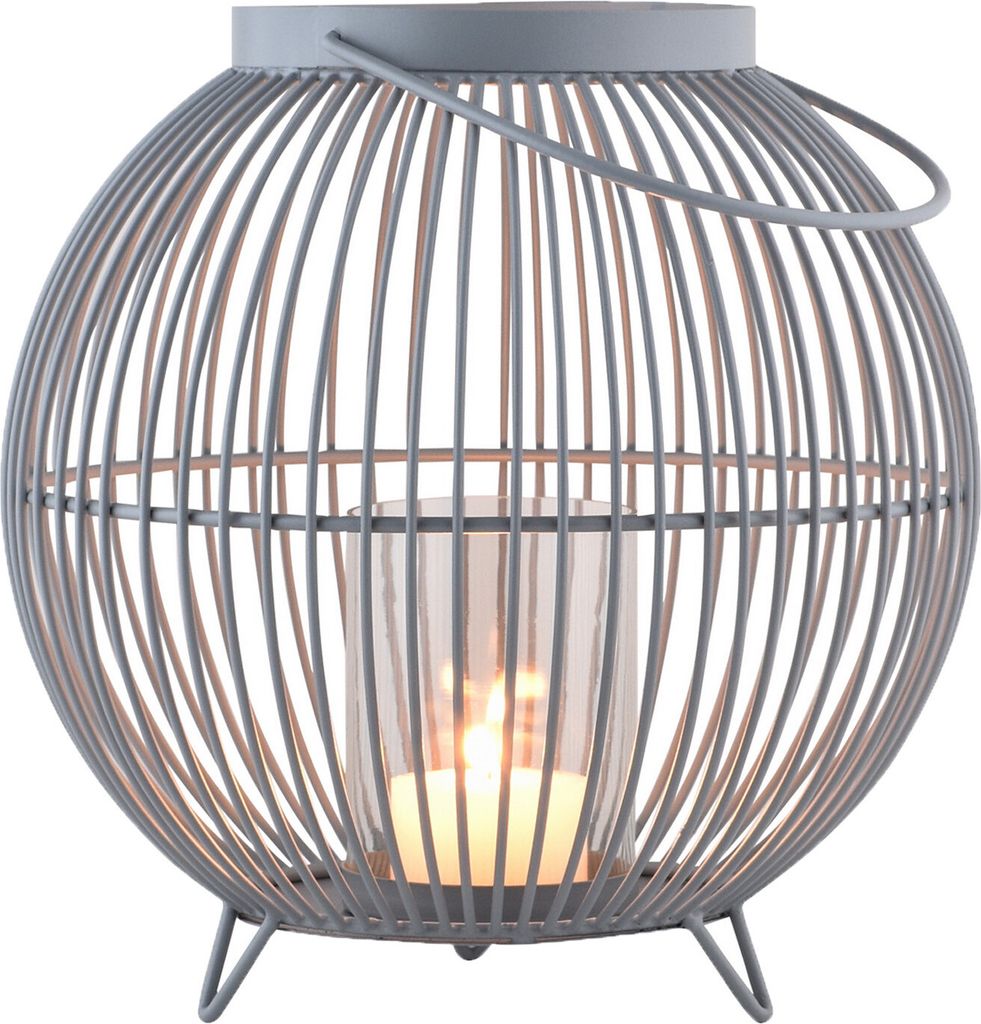 Marrakesch Skandinavische Deko Windlichter Metall Draht & Glas 26cm groß grau | Windlicht Teelichthalter Leya als Gartendeko & Wohnzimmer Tisch De...