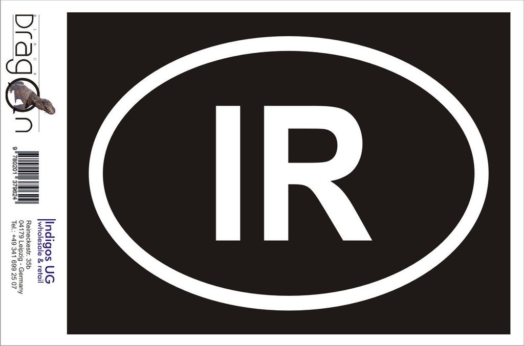 Aufkleber / Autoaufkleber - JDM / Die cut / Auto / OEM - Iran IR - 160x110mm silber - Heckscheibe / Heckscheibenaufkleber