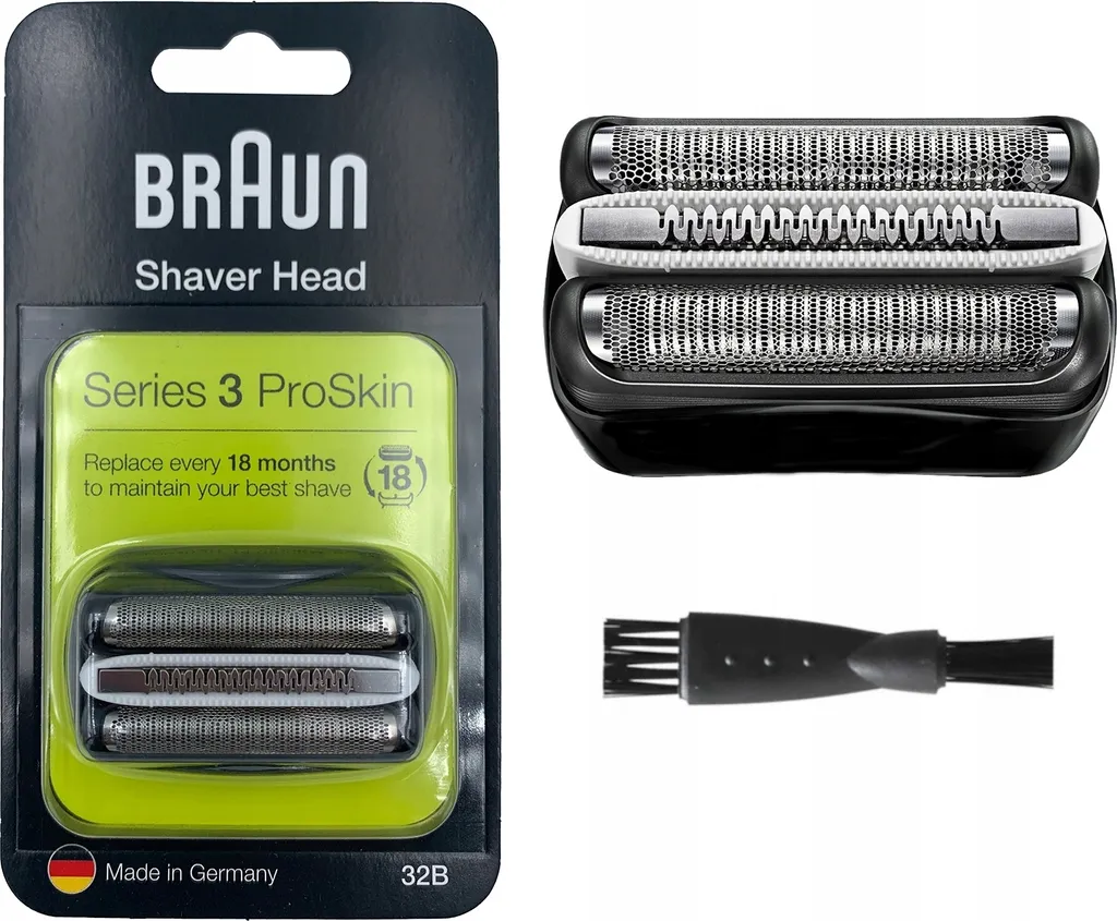 Braun 32B Serie 3 Ricambi Rasoio Nero - Testina Originale per Serie 3