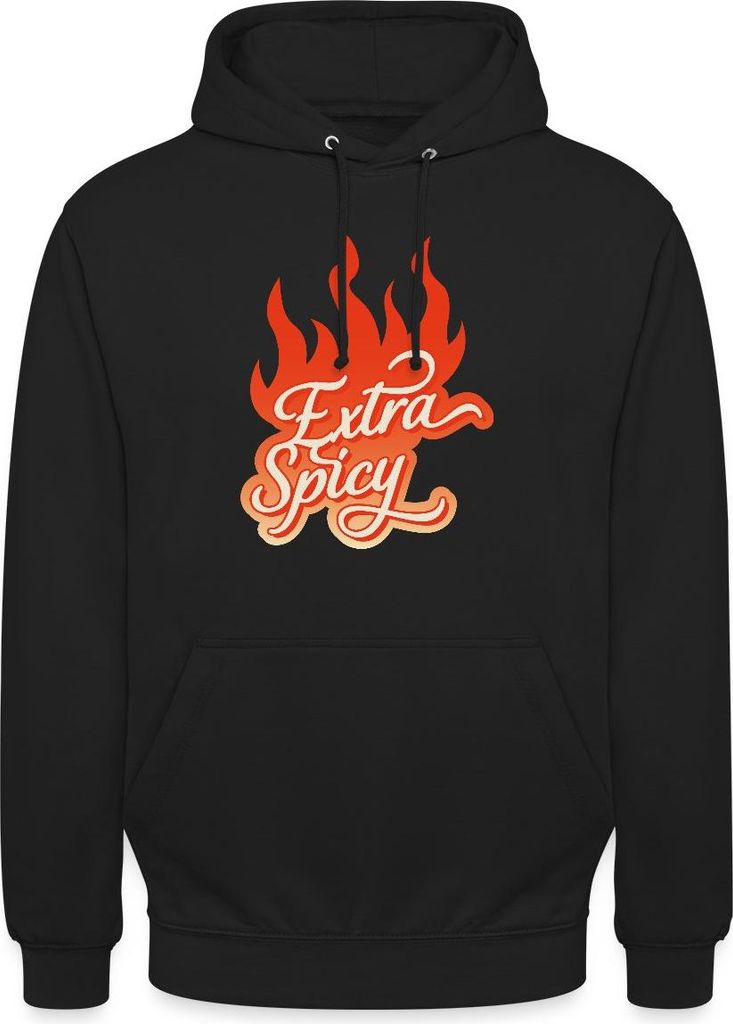 Spreadshirt Extra Spicy Lustiges Flammen Motiv Für Chili Fans Uni Hoodie, S, Schwarz