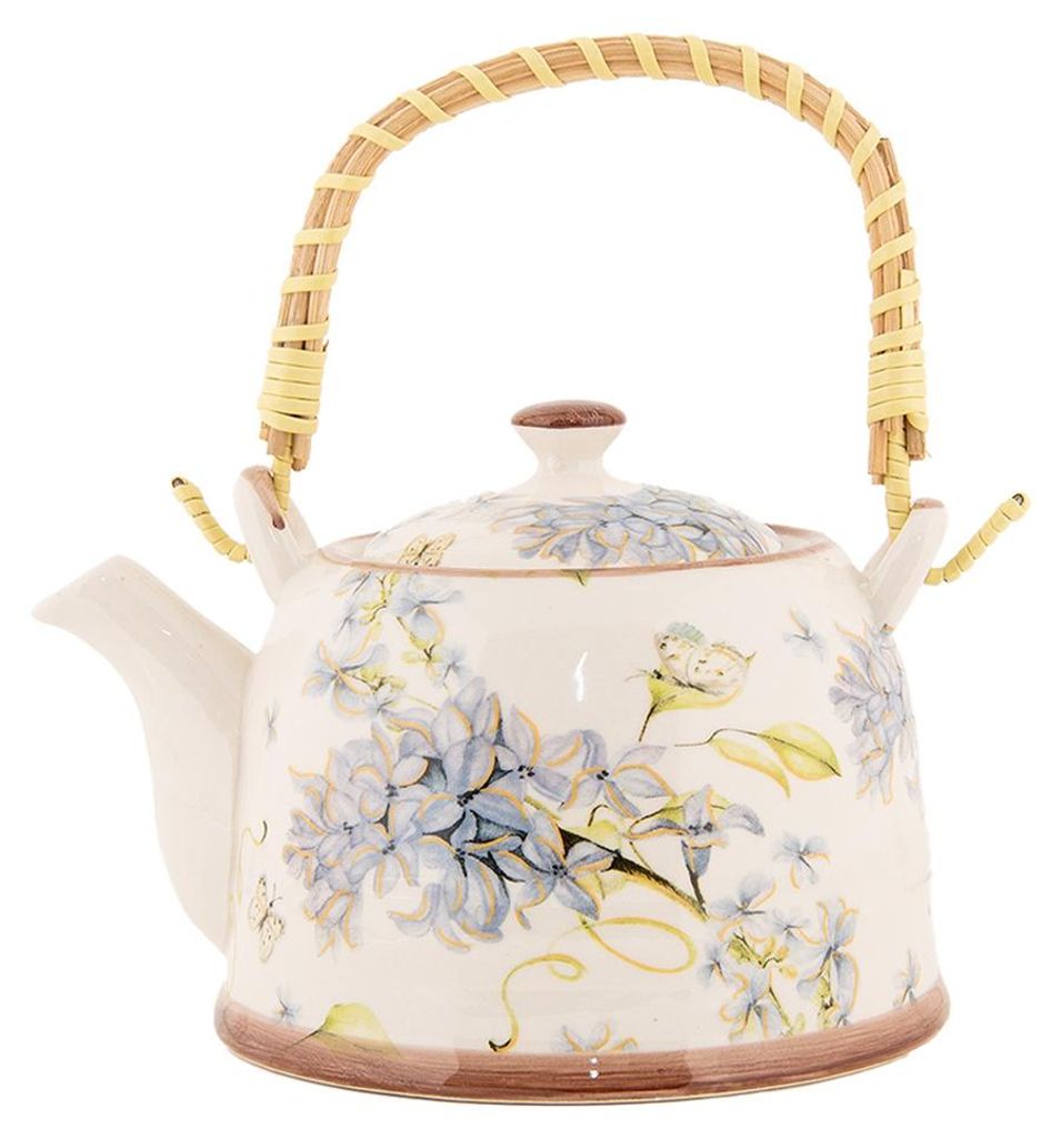 Teiera Clayre & Eef con filtro 800 ml Fiori di Immagine del prodotto 