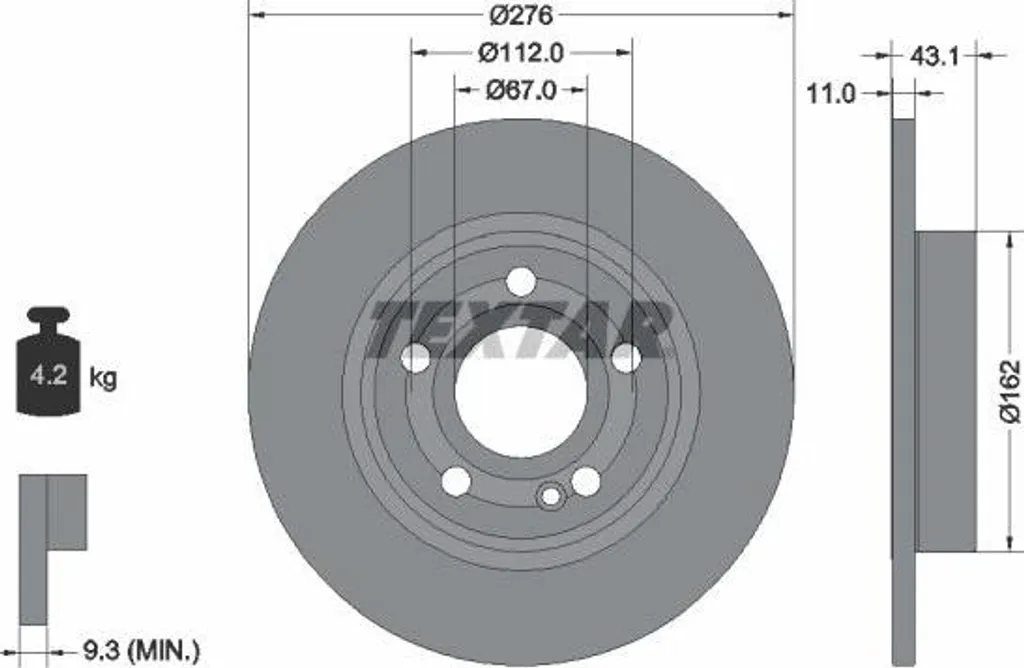 Disque de frein haute performance TEXTAR 92316803 pour châssis W247