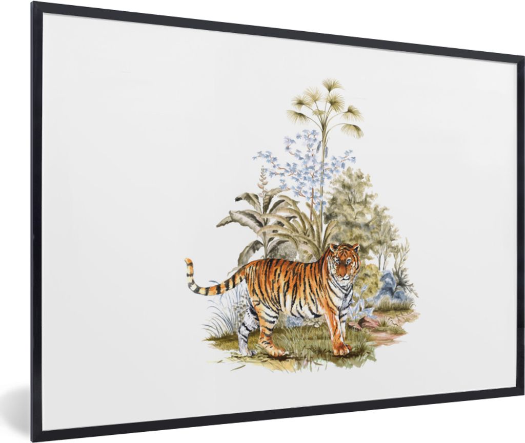 MuchoWow MuchoWow Gerahmtes Poster Tiger - Schrein - Wald 60x40 cm - Poster mit zchwarzem Bilderrahmen - Printing - Wanddeko Schlafzimmer