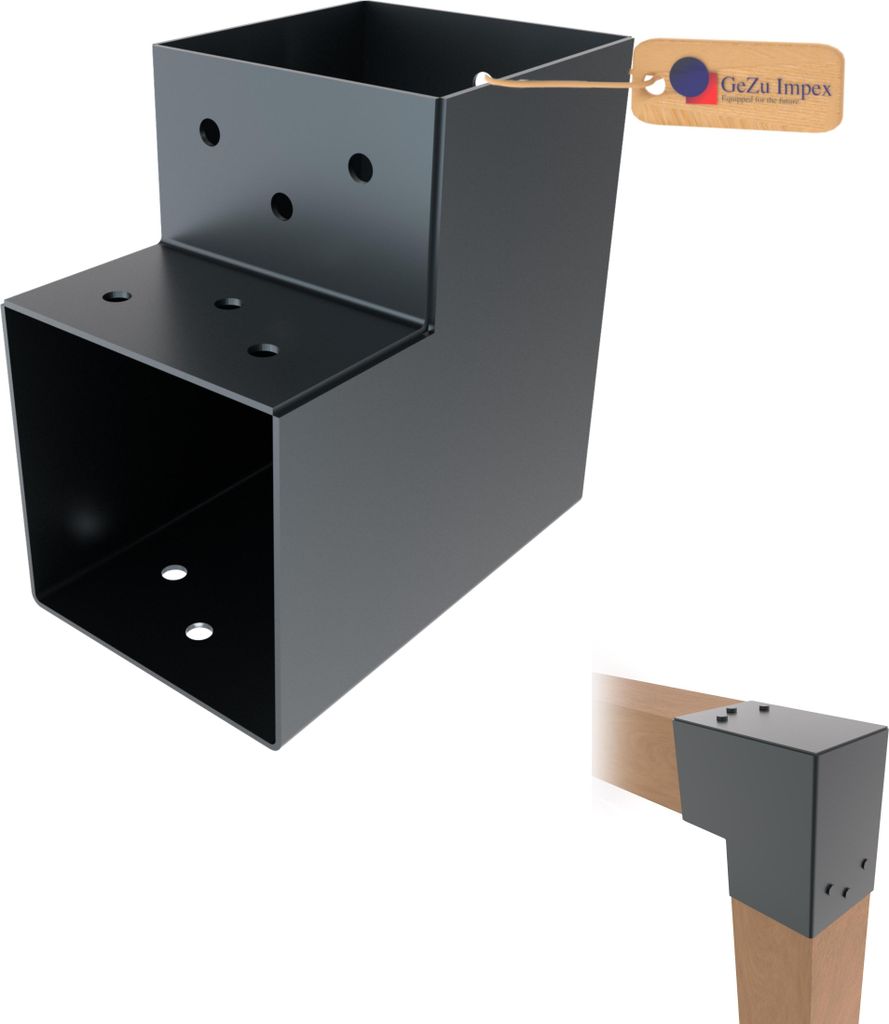 GeZu Impex Pfostenecke 2 Balken L-Form 121 x 121 mm Pulverbeschichtet Anthrazit