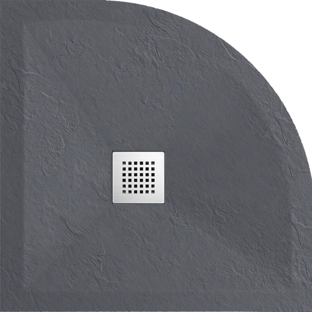 Balneo Duschwanne Stone Tray Mineralwerkstoff 90x90x2,5cm dunkelgrau halbrund rutschfest