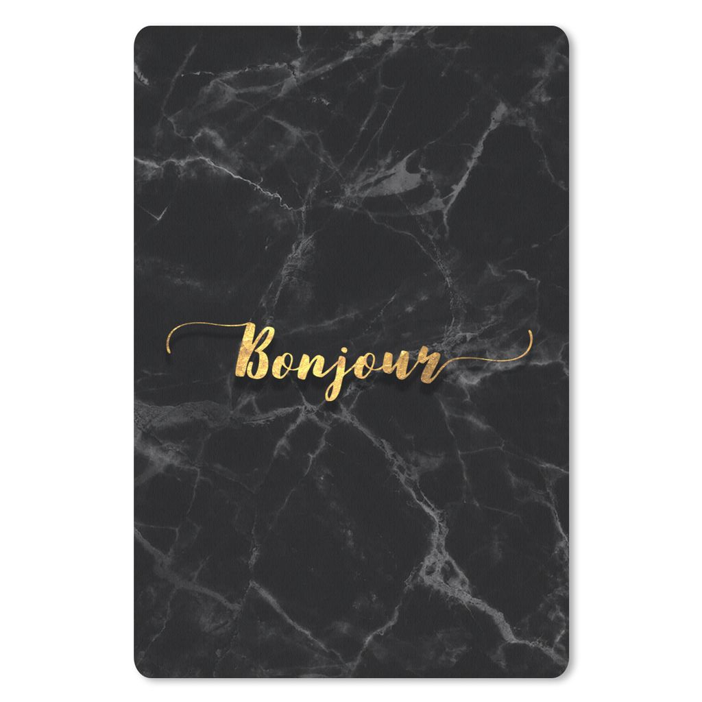 MuchoWow Mauspad Mousepad Zitat - Bonjour - Gold - Marmor 40x60 cm - Mousepads - Maus Mat - Pad - Mausunterlage - Schreibtisch Accesoire