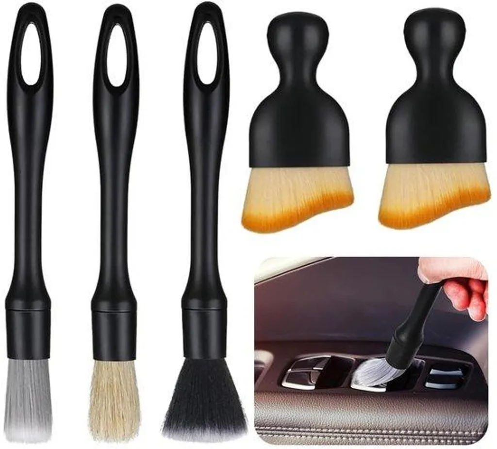 Kit brosses voiture anti-poussière pour recoins difficiles d'accès - 5 pcs