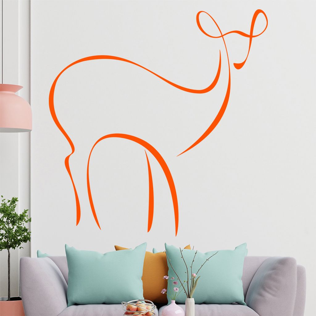 Reh Linien Wandtattoo in 6 Größen - Wandaufkleber Wall Sticker - Dekoration, Küche, Wohnzimmer, Schlafzimmer, Badezimmer