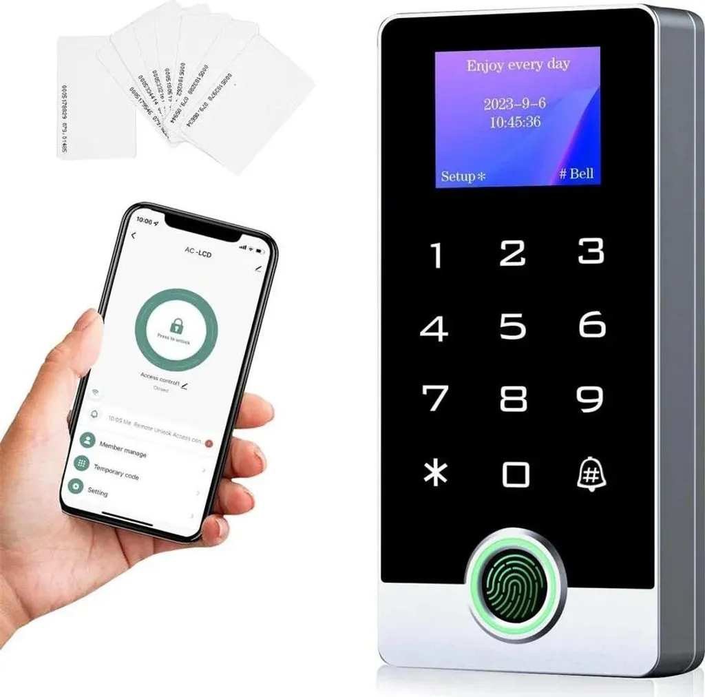 Système contrôle d'accès empreinte digitale et lecteur 10 cartes ID