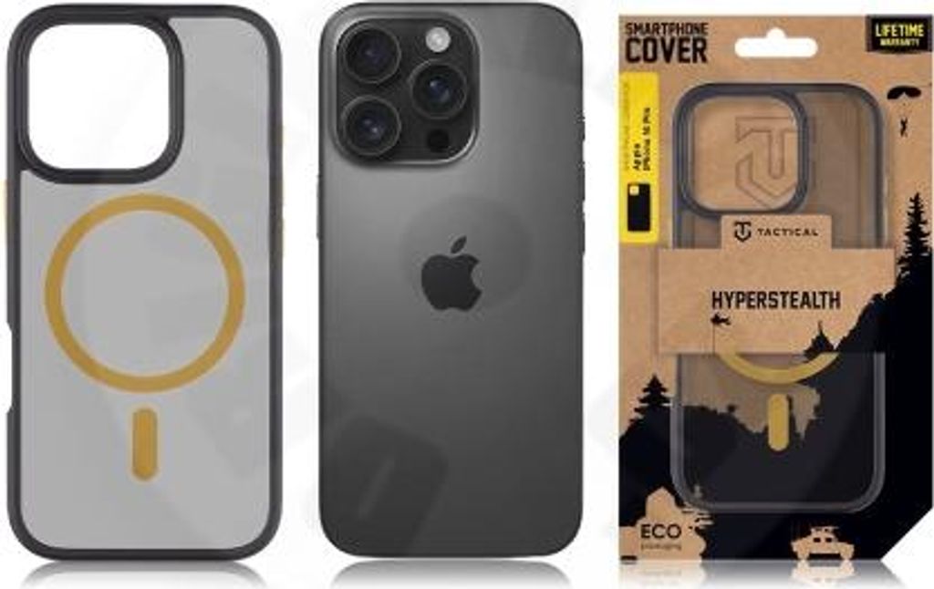 Tactical MagForce Hyperstealth 2.0 Hülle für iPhone 16 Pro Schwarz/Gelb