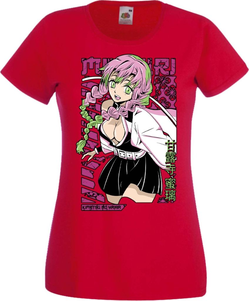 Damen T-Shirt Manga Anime Demon Anime Slayer Kanroji Mitsuri Kanroji Mitsuri, Lady L / Rot