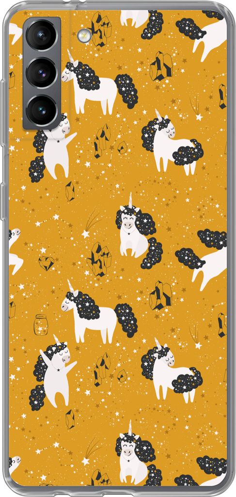 MuchoWow Handyhülle Schutzhülle Hülle für Telefoonhoesje Samsung Galaxy S21 Plus Mädchen - Einhorn - Sterne - Muster - Mädchen - Kinder - K...