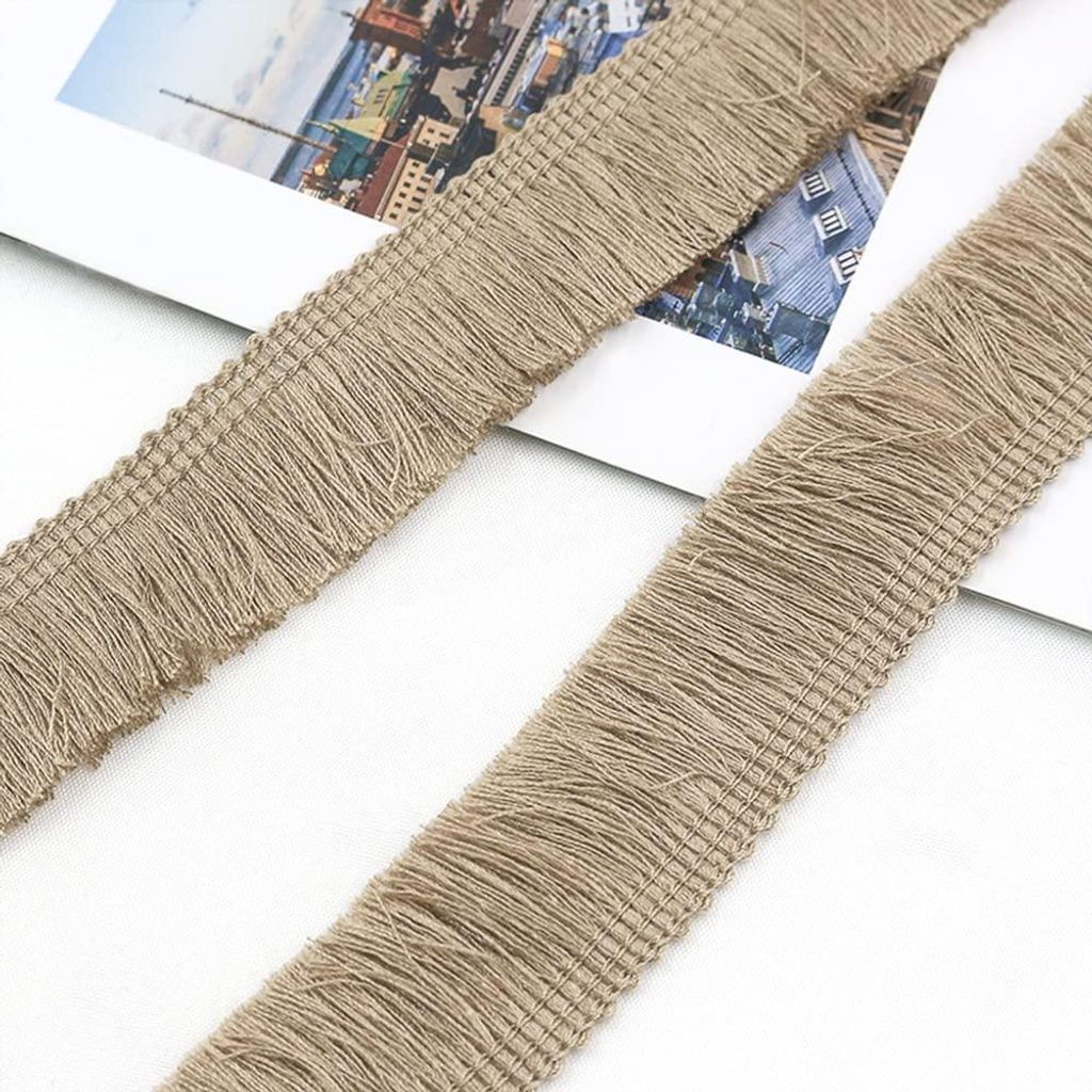 Fransenband 3 m x 2,5 cm, dekorativ, Khaki, Polyester