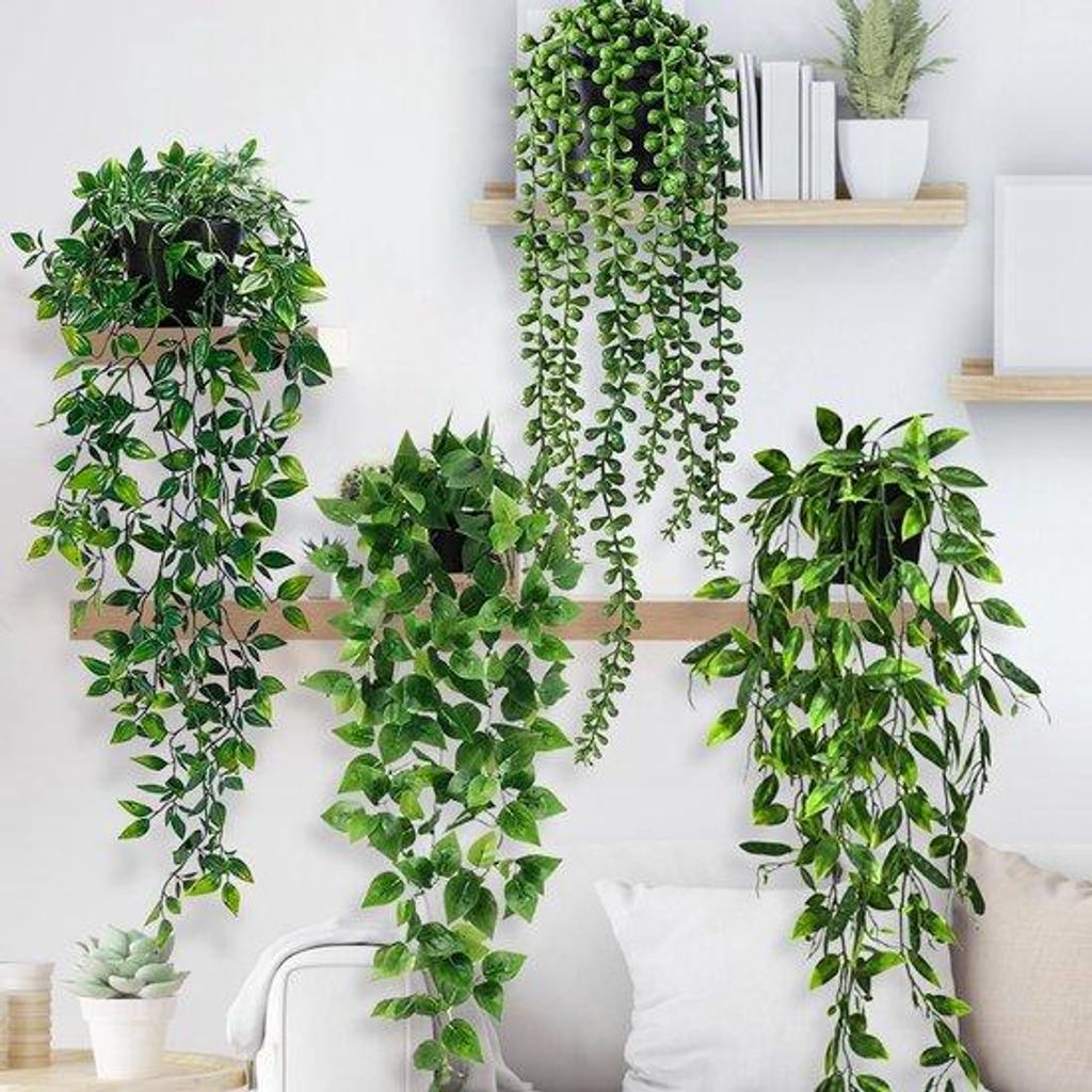 Kunst-Eukalyptus-Pflanzen 4er-Set für Innen-&Außenbereich