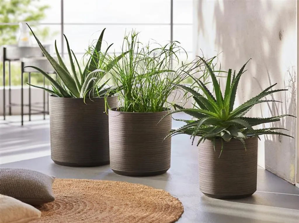 Set de Pots de Fleurs Re-Cycle Gris Marron pour Plantes et Jardinière
