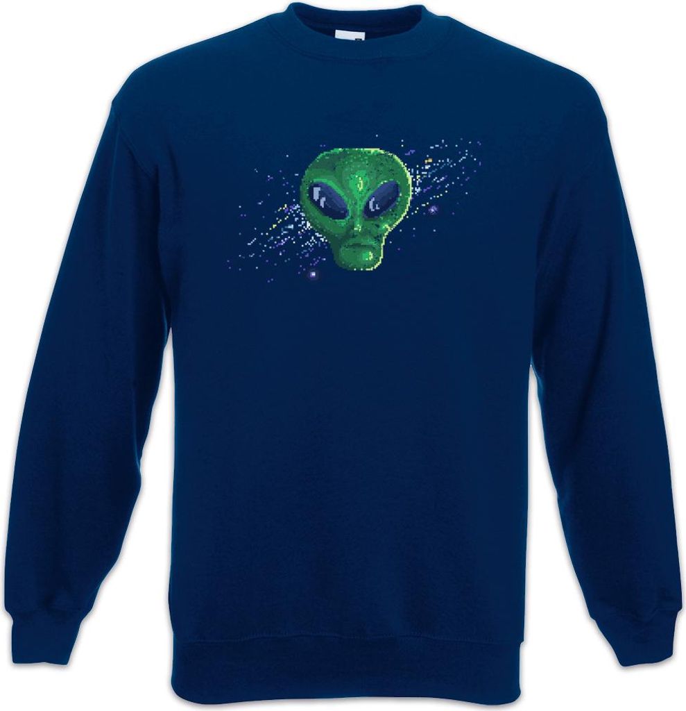 Urban Backwoods Pixel Green Alien Face, Sweatshirt, Farbe: Navy, Größe: M