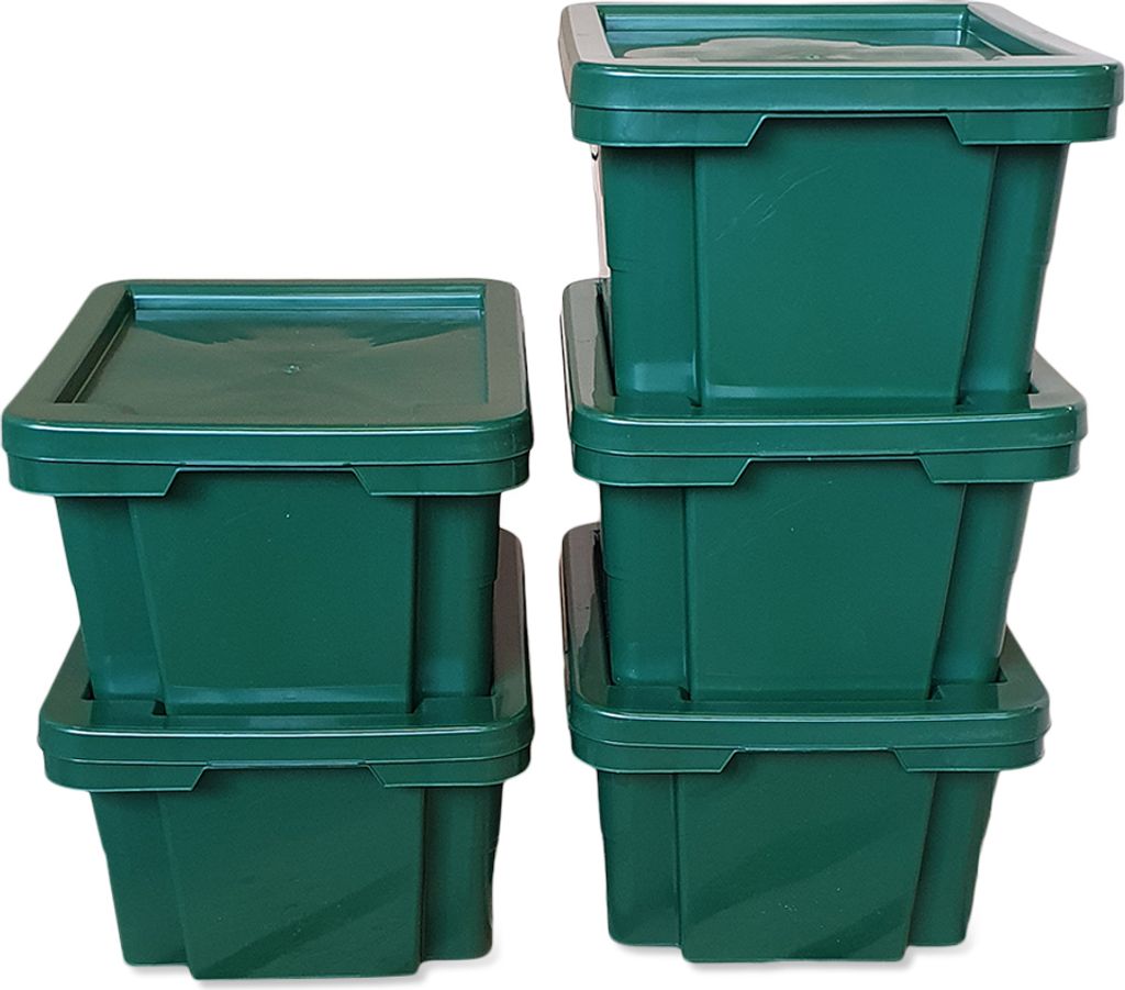 5er Set Drehstapelbox Multibox Lagerbox Aufbewahrung Kiste Farbe grün 20 L mit Deckel