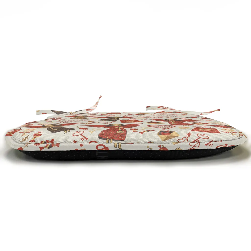 ABAKUHAUS Imbottitura per sedie da sala da pranzo, tema medievale di San Valentino, cuscino decorativo impermeabile con cinturini per sedie da cucina, 40 cm x 40 cm, confezione da 4, colori guscio d'uovo, caramello, rubino - 4