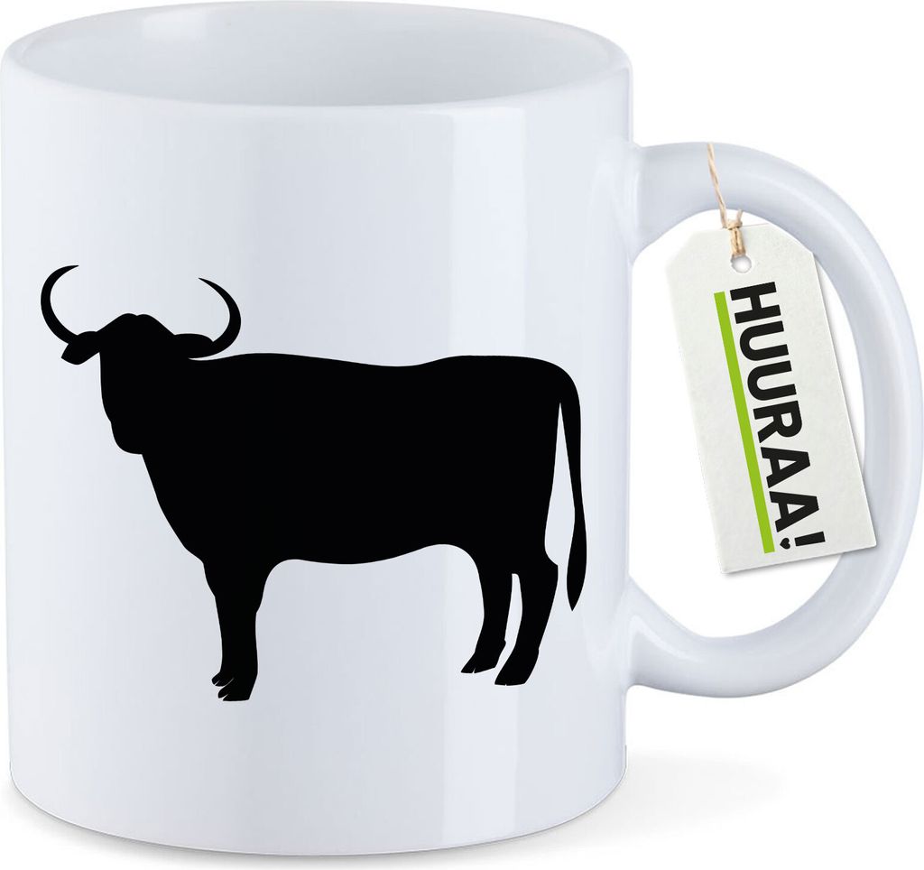 Huuraa Kaffeetasse Stier Bulle Silhouette 330ml Weiß Produktbild 