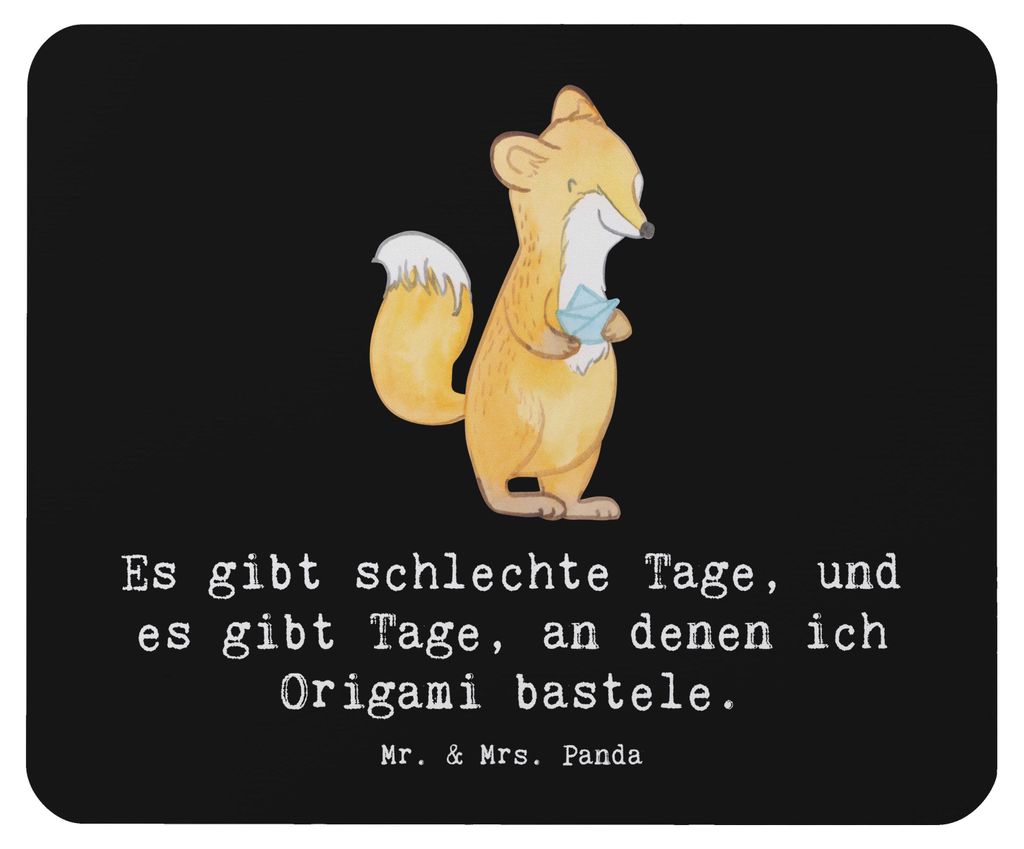 Mr. & Mrs. Panda pc mausunterlage Fuchs Origami - Schwarz - Geschenk, Mousepad, Mouse Pad, Mauspad, Papierfalten, Japanische Faltkunst, laptop, DIY...