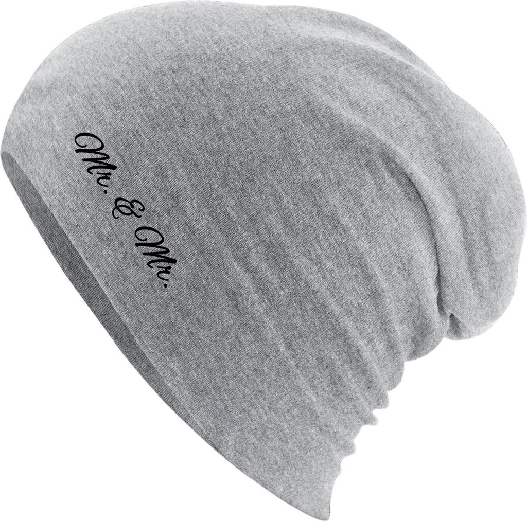 Huuraa Beanie Mr. & Mr. Schriftzug Heather Grey One Size Baumwolle und Elasthan Mütze Geschenkidee
