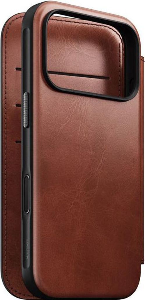 Handyhülle mit Klappe für iPhone 17 Pro, Nomad Modern Leather Folio Horween Series mit MagSafe, Braun