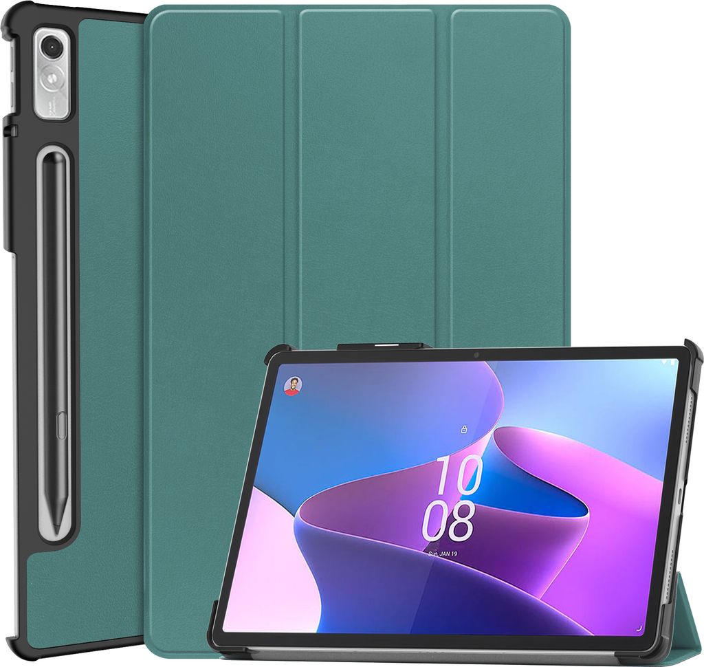 Case2go - Hülle kompatibel mit Lenovo Tab P11 Pro 2nd Gen - Mit AutoWake-Funktion - Kunstleder TPU Tablet Case Schutzhülle - Grün