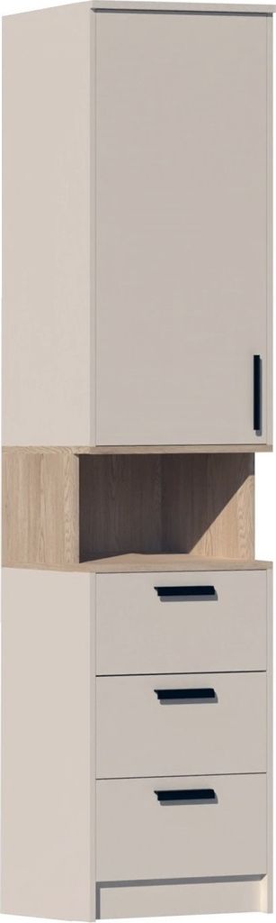 DESIGN MÖBEL GRANT 06 Modernes Standregal mit Schrank und Schubladen – 195 cm hoch, 52 cm breit, vielseitige Aufbewahrungslösung CASHMERE DM