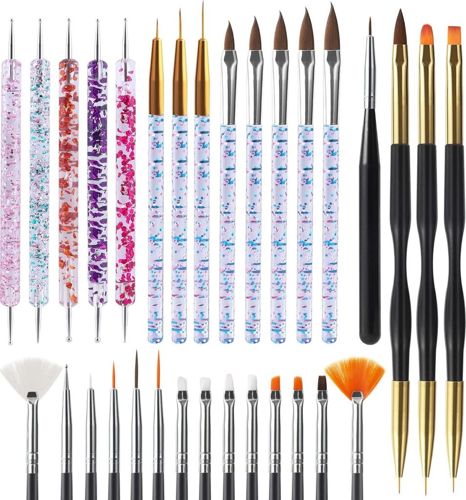 31-teiliges Farblackstift-Set für Nagelkunst, Lichttherapie, Kristallmalerei, Punktbohrpinsel