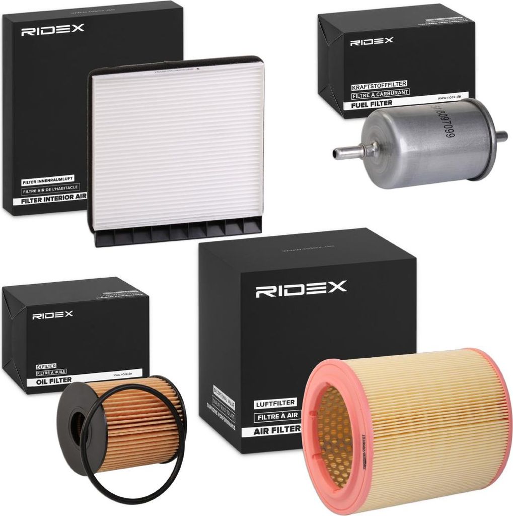 RIDEX Filterset Inspektionspaket Filtersatz passend für PEUGEOT PARTNER Combispace (5F) PARTNER Kasten (5) für CITROËN Berlingo / Berlingo First