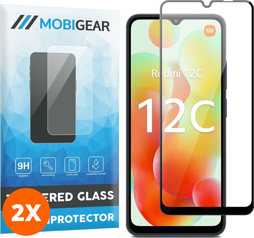 Mobigear Premium 4.99 Xiaomi Redmi 12C Panzerglas Gehärtetes Glas Displayschutz - Hüllenfreundlich (2er Pack)