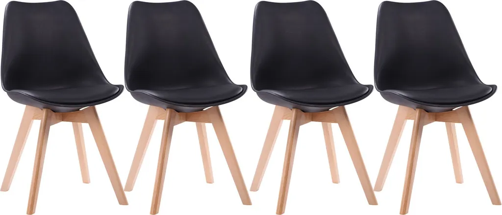 Chaises scandinaves NORA noires pieds bois et coussin moelleux - Lot 4