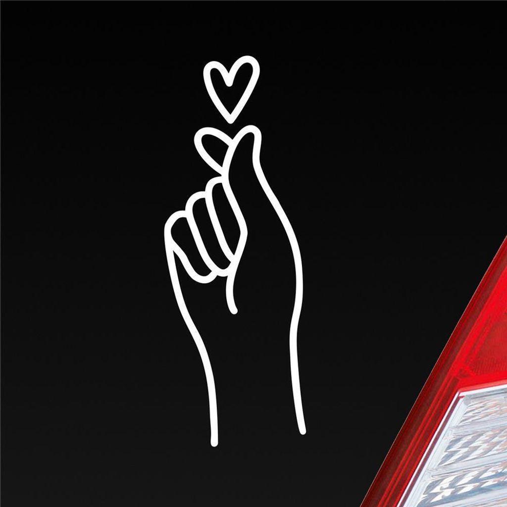 HUURAA! Auto Aufkleber K-POP Finger Heart Fingerherz Fun Sticker Heckscheibenaufkleber Autoaufkleber mit Musik Motiv 7x19cm