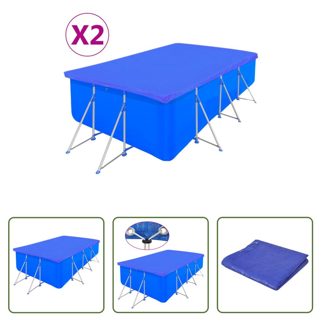 The Living Store Poolabdeckungen 2 Stk. PE Rechteckig 90 g/m² 400x207 cm