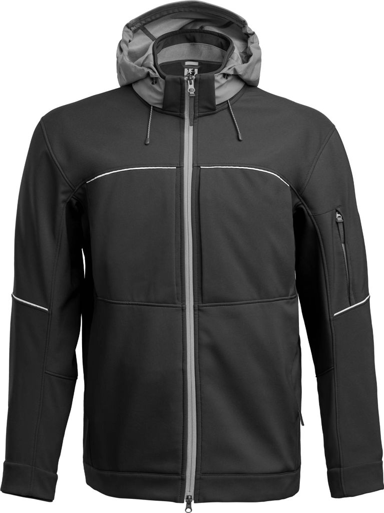 Qualitex Softshelljacke - Atmungsaktive Regenjacke | wasserfeste Softshelljacke | Übergangsjacke - in Farbe: schwarz/grau - Herren: M