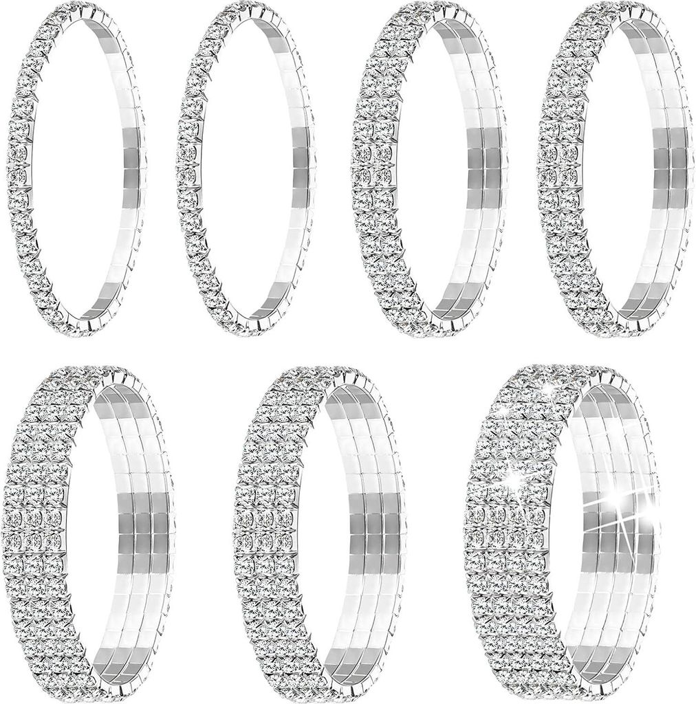 Yaomiao 7 Stücke Strass Stretch Armband Tennis Armreif Produktbild 