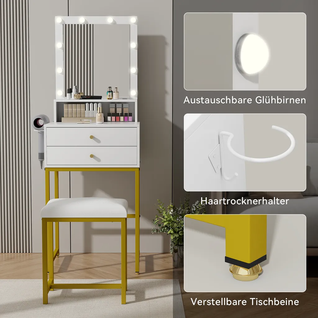 Coiffeuse avec éclairage réglable pour un maquillage parfait, petit format - 7