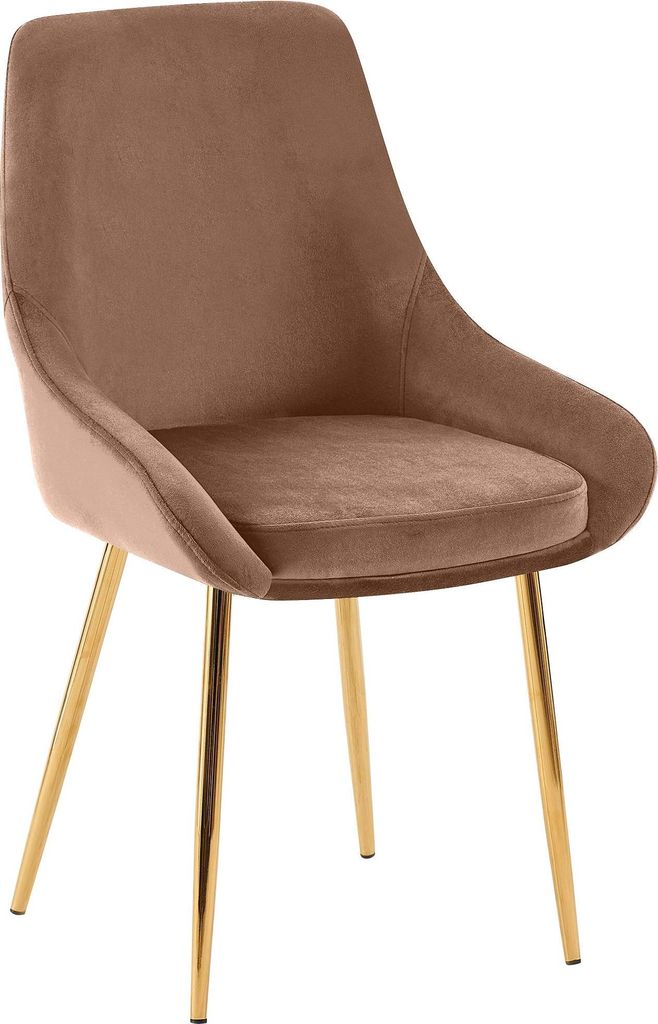 Esszimmerstuhl PUNAR - Samt Braun 50x53x86 cm Gold | Essstühle Esszimmerstühle Küchenstühle Wohnzimmerstühle