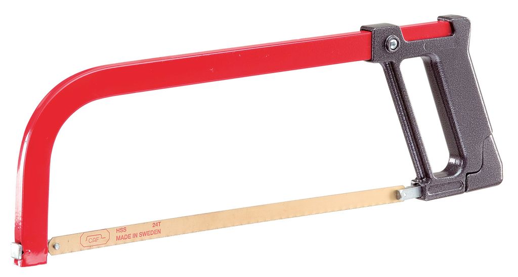 Metallsägebogen mit Pistolengriff, mit Blatt, Griff aus lackiertem Leichtmetalldruckguss, mit Sägeblattreserve, Gesamtlänge 425 mm