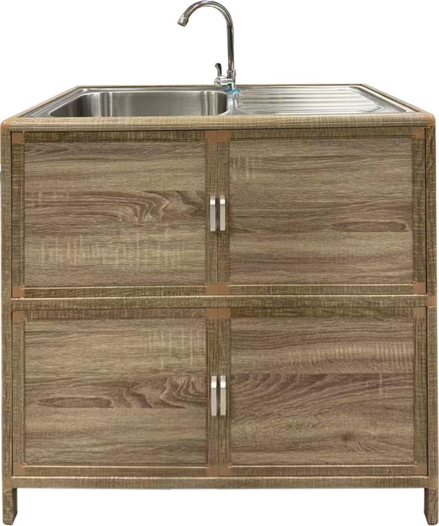 Outdoorspüle Gerti L Sonoma Holzoptik 83x82x43 cm (BxHxT) mit Kaltwasserhahn und Stauraum