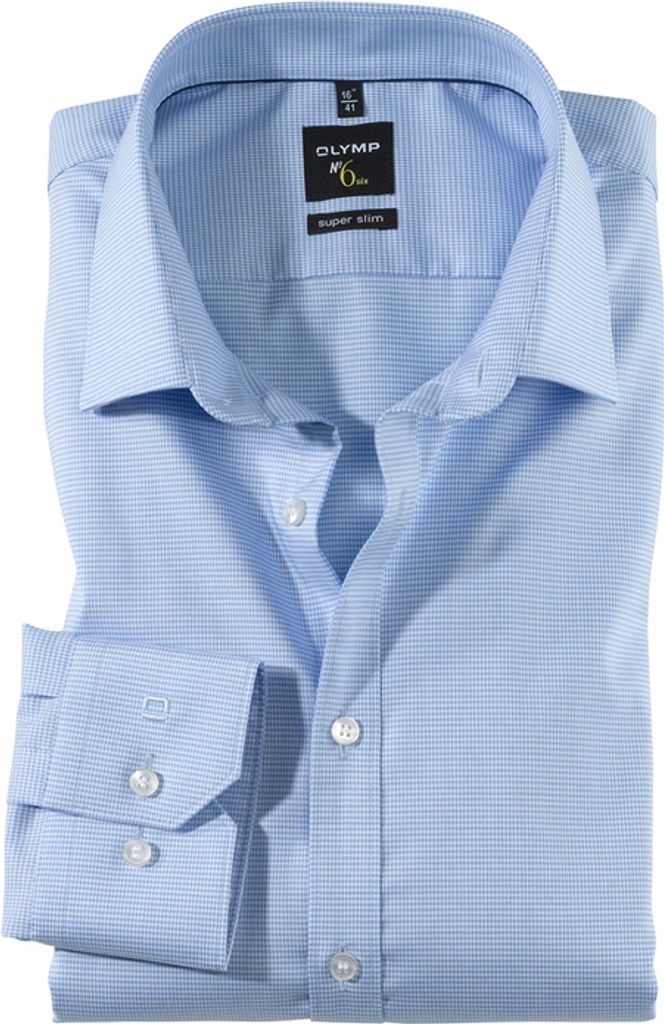 Olymp Hemd Nr. 6 super slim fit Karo blau
