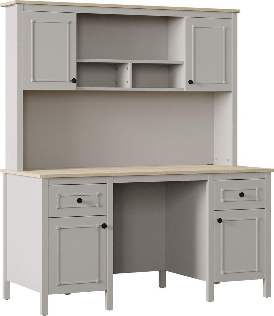 Schreibtisch in Grau mit 2 Schublade und 2 Tür