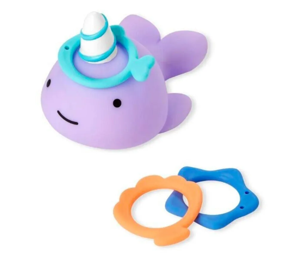 Jeu d'Anneaux Flottants Narval Skip Hop Zoo Jouet de Bain Éducatif Enfant