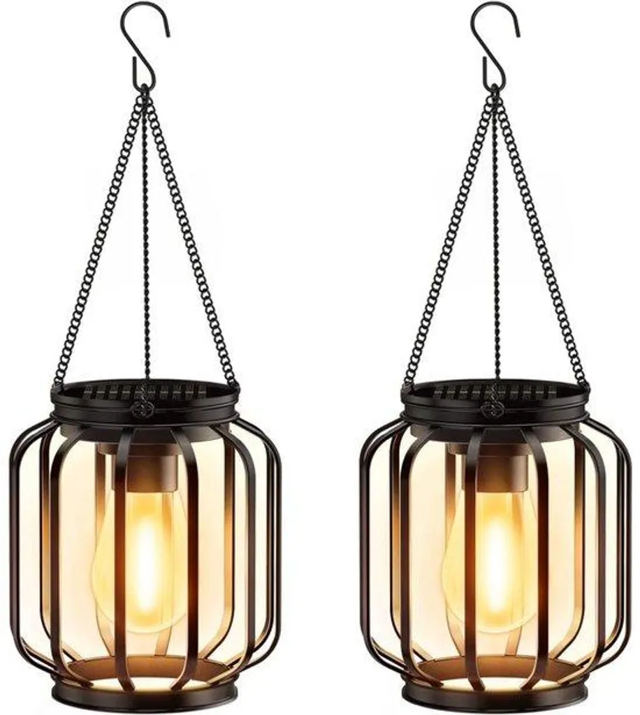 Lampe Solaire Extérieure Étanche IP44 en Métal avec Ampoule LED Vintage