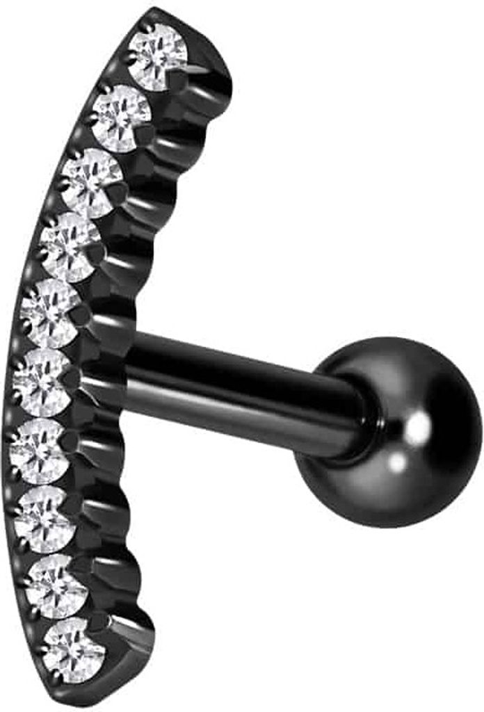 Ohrpiercing Titan Ohrpiercing mit Innengewinde KRISTALLBOGEN Schwarz Stablänge: 8mm