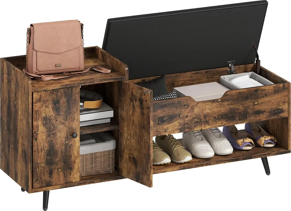 Meuble d'entrée avec banc rembourré et rangement chaussures 127x35 cm