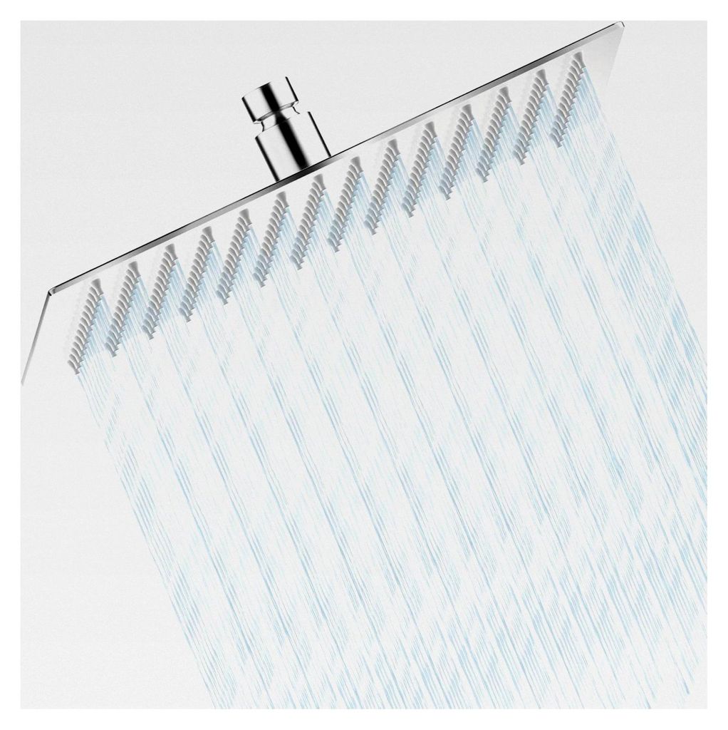 Regenduschkopf aus Edelstahl mit festen Duschen und Anti-Kalk-Silikondüsen – quadratisch 30 x 30 cm – gebürstetes Chrom-Finish